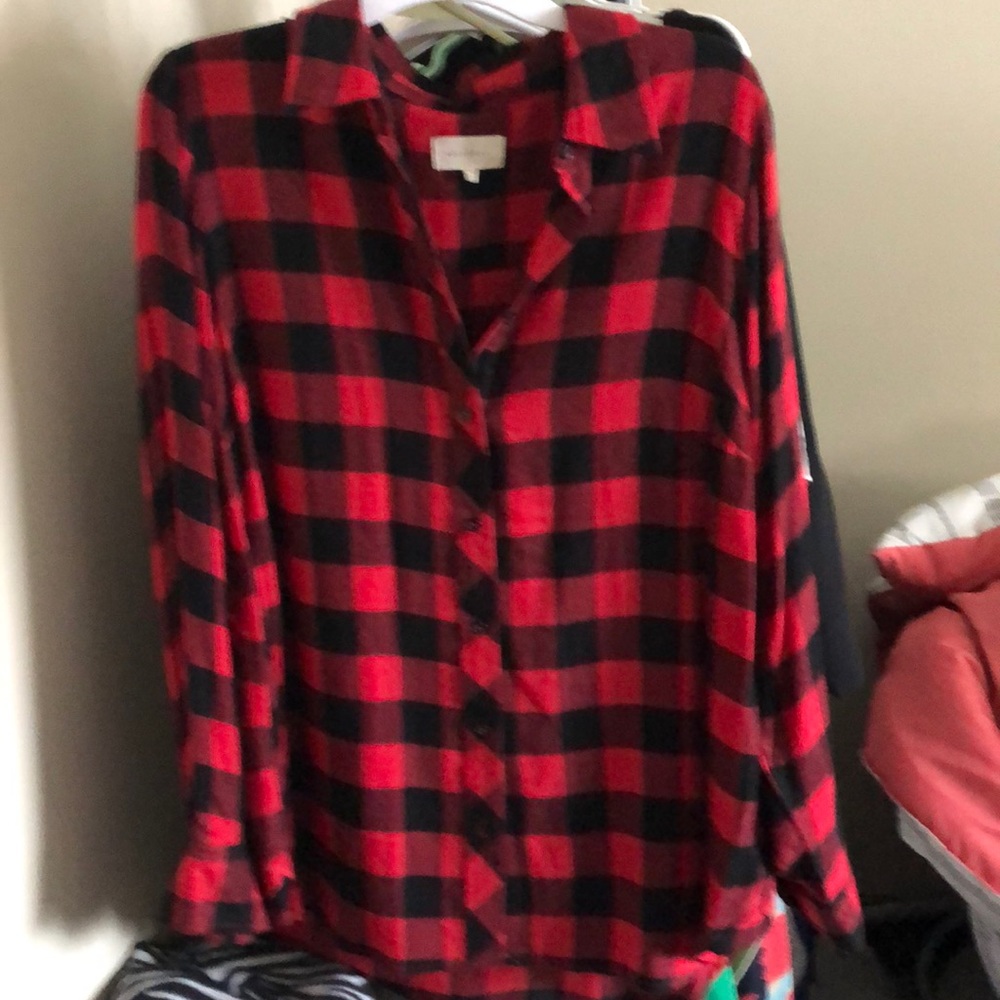 Very soft red and black plaid shirt